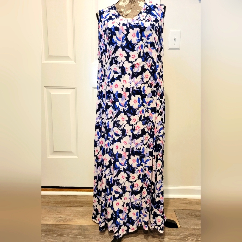 Woman Within Sleeveless Crinkle A-Line Dress